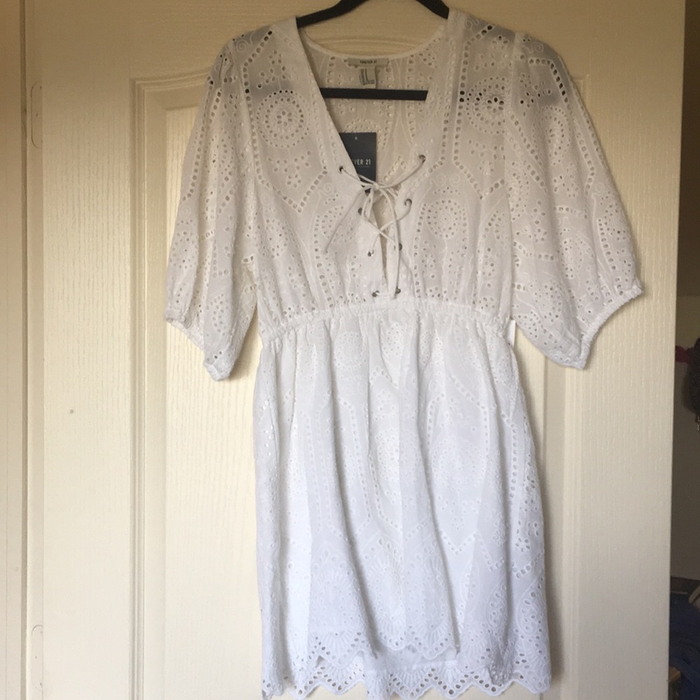 White knit swimsuit cover/dress